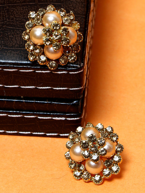 

ANIKAS CREATION Gold-Plated Handcrafted Floral Studs