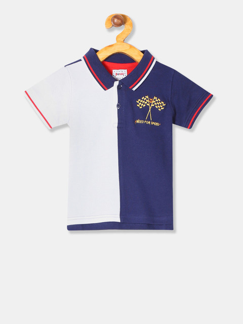 

Donuts Boys White Colourblocked Polo Collar T-shirt