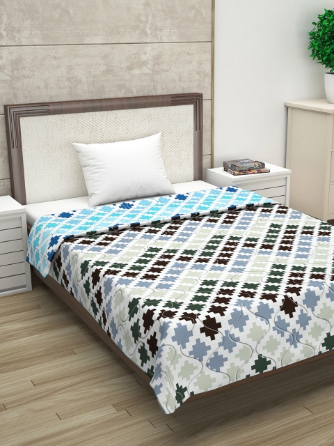 

Divine Casa Brown & Blue Abstract AC Room 110 GSM Single Bed Comforter
