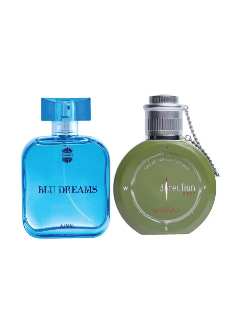 

Ajmal Unisex Set of 2 Blu Dreams EDP 100ML & Maryaj Direction West EDP Perfumes 100ML, Blue