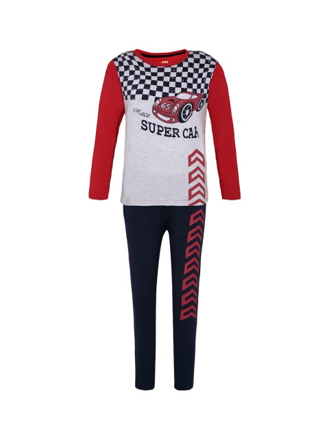 

Punkster Boys White & Black Printed Night Suit