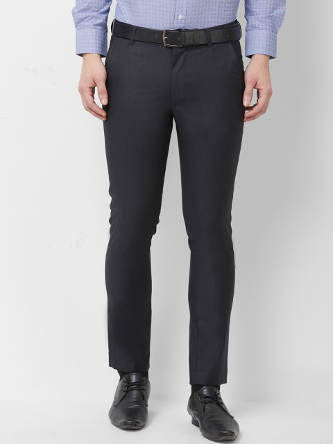

Solemio Men Navy Blue Tapered Fit Solid Formal Trousers