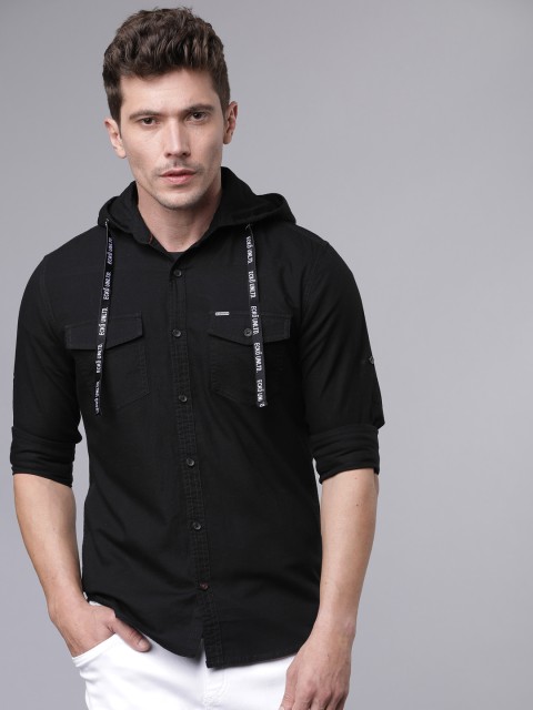 

Ecko Unltd Men Black Slim Fit Solid Casual Shirt