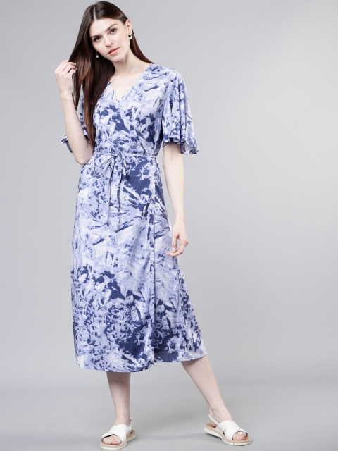 

Tokyo Talkies Women Blue Dyed Wrap Dress