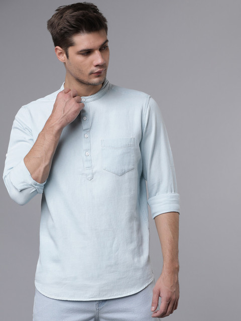 

LOCOMOTIVE Men Blue Slim Fit Solid Casual Shirt