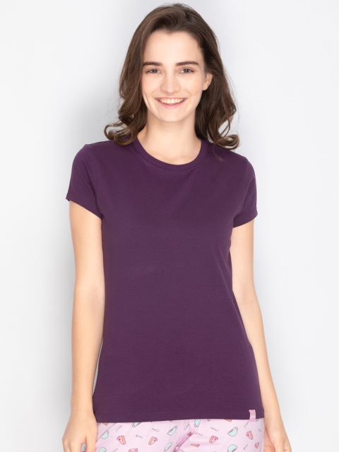

LYRA Women Purple Solid Lounge T-shirt