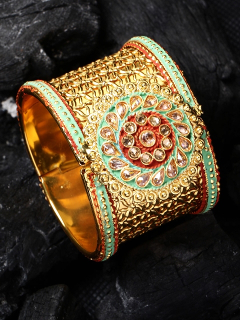 

ANIKAS CREATION Gold-Plated & Green Kada Handcrafted Kada