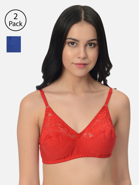 

mod & shy Pack of 2 Assorted Lace Non-Wired Non Padded Everyday Bras MS1050
