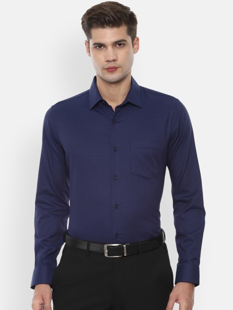 

Van Heusen Men Navy Blue Slim Fit Self Design Formal Shirt