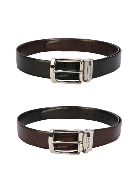 

Allen Solly Men Black Textured Leather Reversible Belt