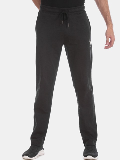 

U.S. Polo Assn. Men Black Solid Knitted Track Pants