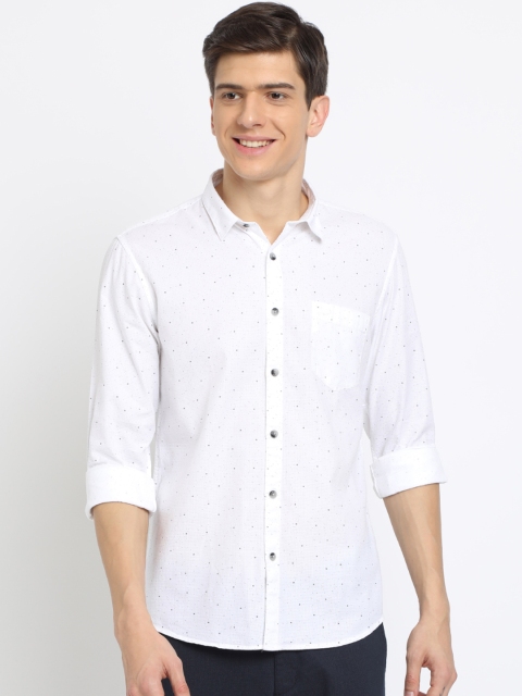 

Crocodile Men White Slim Fit Printed Casual Shirt