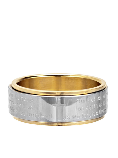 

Inox Jewelry Unisex Gold & Silver-Toned Stainless Steel Prayer Finger Ring