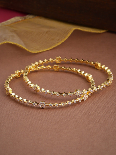 

Shoshaa Set of 2 Gold-Plated Artifical Stone Studded Bangles
