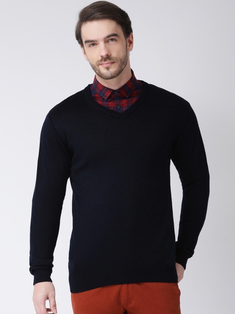 

COBB Men Navy Blue Solid Pullover Sweater