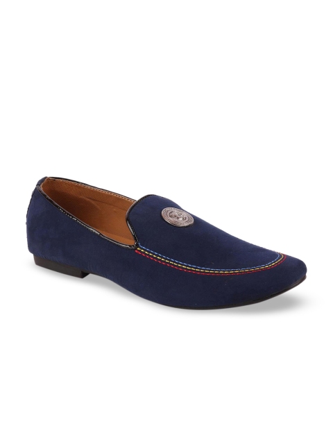 

FAUSTO Men Black Woven Design Suede Slip-On Shoes