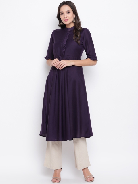 

Vastrachowk Women Purple Solid A-Line Kurta