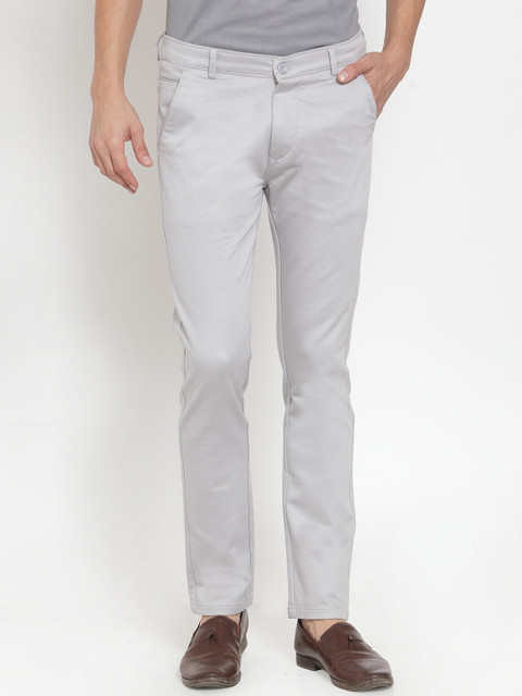 

Rodamo Men Grey Slim Fit Solid Regular Trousers