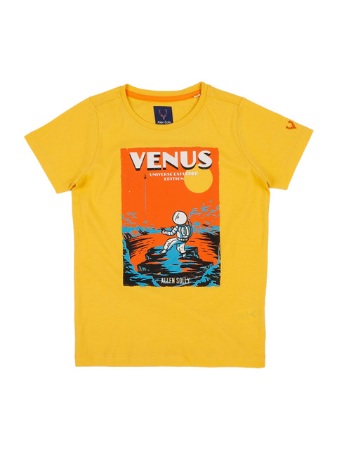 

Allen Solly Junior Boys Yellow & Orange Printed Round Neck T-shirt