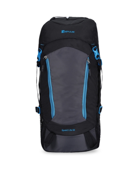 

Impulse Unisex Black & Grey Colourblocked Large 65 Litres Rucksack With Rain Cover