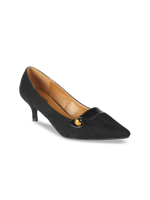 

Flat n Heels Women Black Solid Suede Pumps