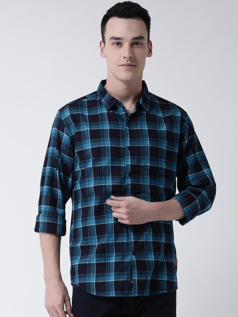

Club York Men Blue Slim Fit Checked Casual Shirt