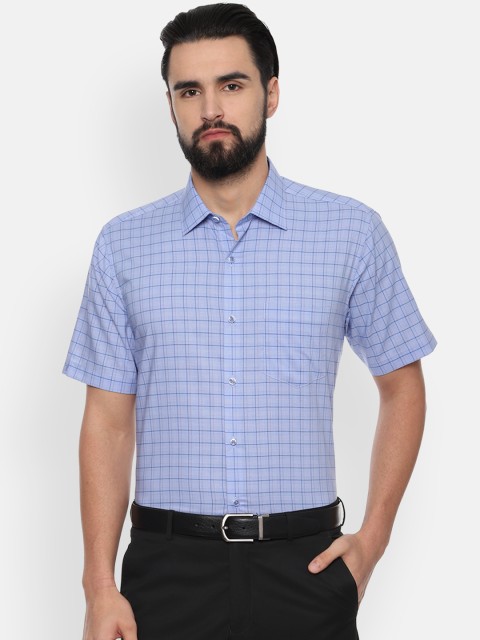 

Van Heusen Men Blue Regular Fit Checked Formal Shirt
