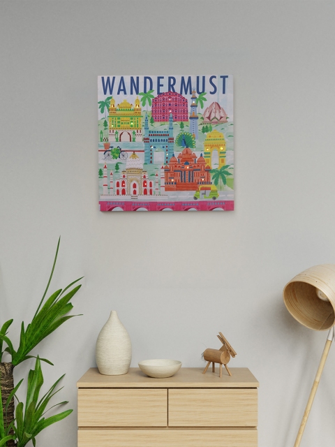

Chumbak Blue & Pink Wandermust Printed Wall Art With Led Light