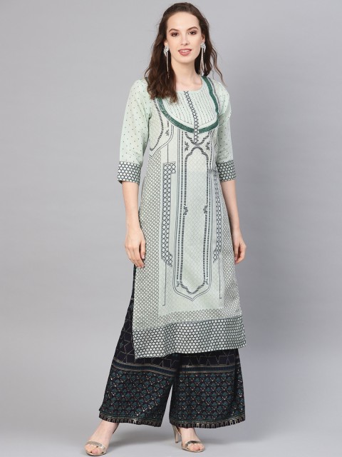 

Juniper Women Turquoise Blue Printed Straight Kurta