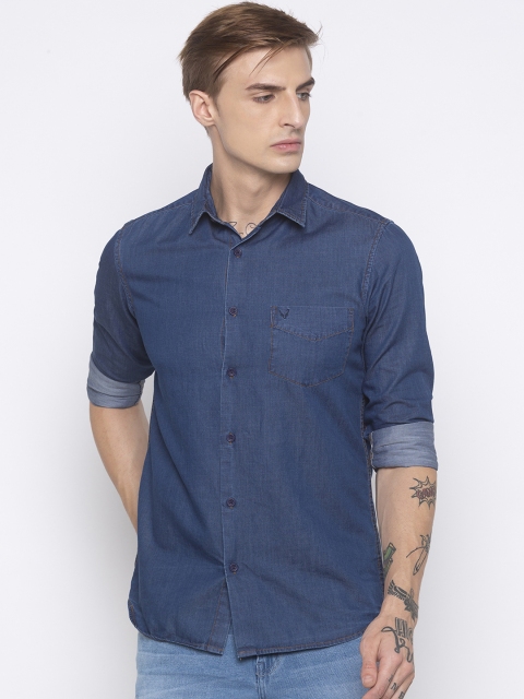 

Globus Men Blue Regular Fit Solid Casual Shirt