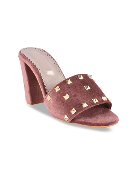 

BuckleUp Women Mauve & Gold-Toned Embellished Block Heels