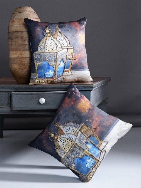

Alina decor Multicoloured Set of 2 Quirky Square Cushion Covers, Multi