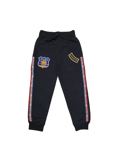 

KiddoPanti Boys Navy Blue & Red Solid Adventure Time Joggers