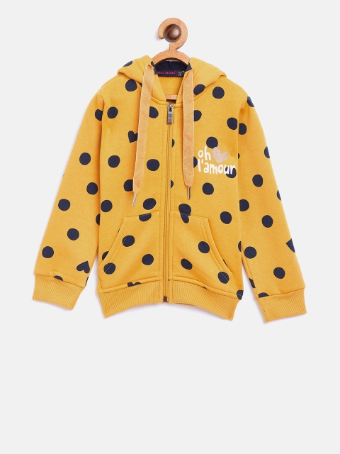 

Nins Moda Girls Yellow Printed Hooded Sweatshirt