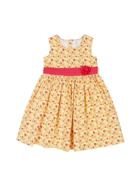 

Pantaloons Junior Girls Yellow Denim Printed Fit and Flare Dress