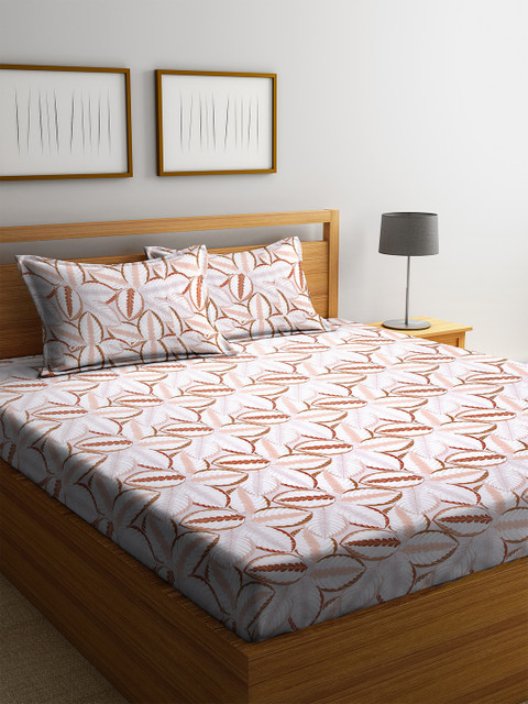 

BOMBAY DYEING Brown & White Abstract 180 TC Cotton 1 King Bedsheet with 2 Pillow Covers