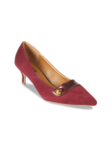 

Flat n Heels Women Maroon Solid Suede Pumps