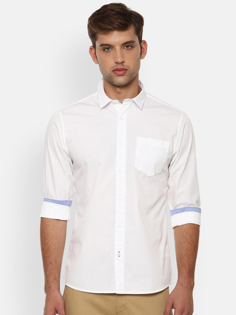 

People Men White Regular Fit Solid Casual Shirt