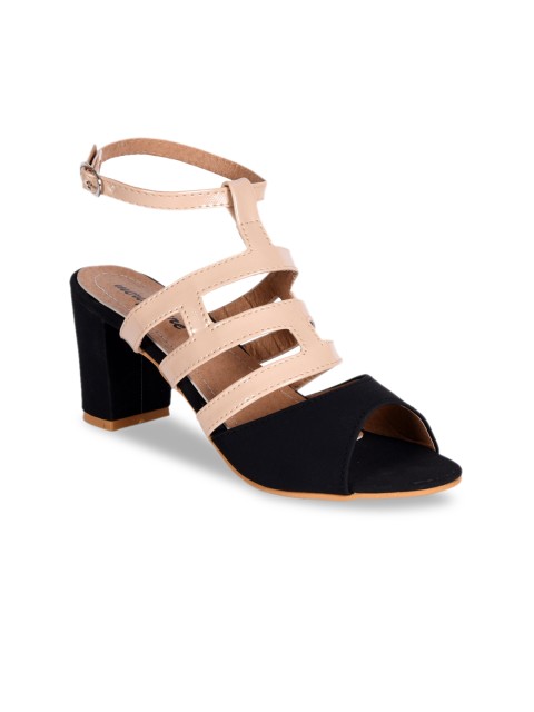 

meriggiare Women Black & Nude-Coloured Colourblocked Heels