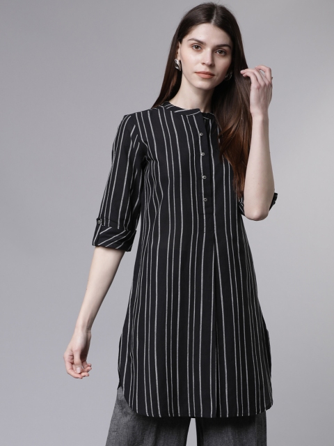 

Vishudh Women's Black & White Solid Tunic