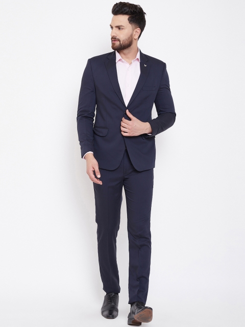

Canary London Men Navy Blue Self-Design Single-Breasted Slim-Fit Suit