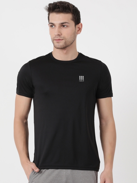 rock.it Men Black Solid Round Neck T-shirt