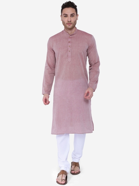 

RAJUBHAI HARGOVINDAS Men Brown Solid Handloom Straight Kurta