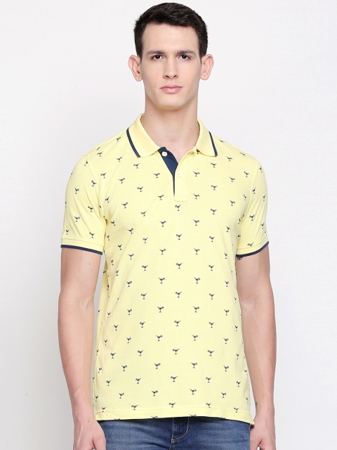 

Basics Men Yellow Printed Polo Collar T-shirt