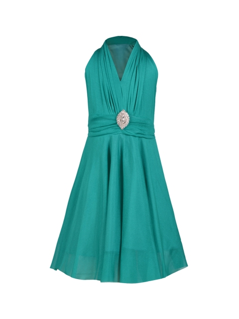 

Aarika Girls Sea Green Solid Fit and Flare Dress