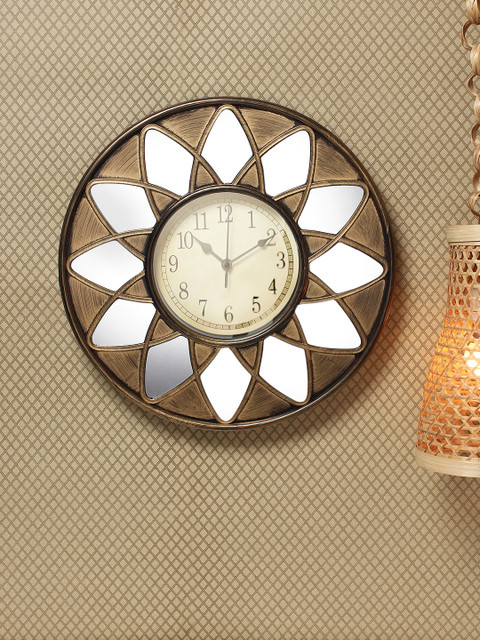 

House Of Accessories Bronze-Toned & Gunmetal-Toned Round Solid 40 cm Analogue Wall Clock