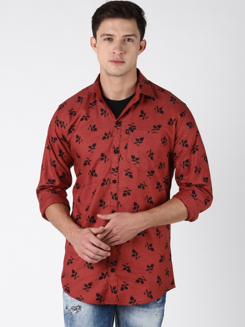 

LEVIZO Men Red & Black Regular Fit Printed Casual Shirt
