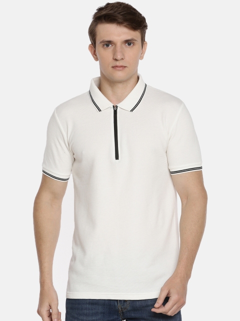 

BLISTON Men Off-White Solid Polo Collar T-shirt