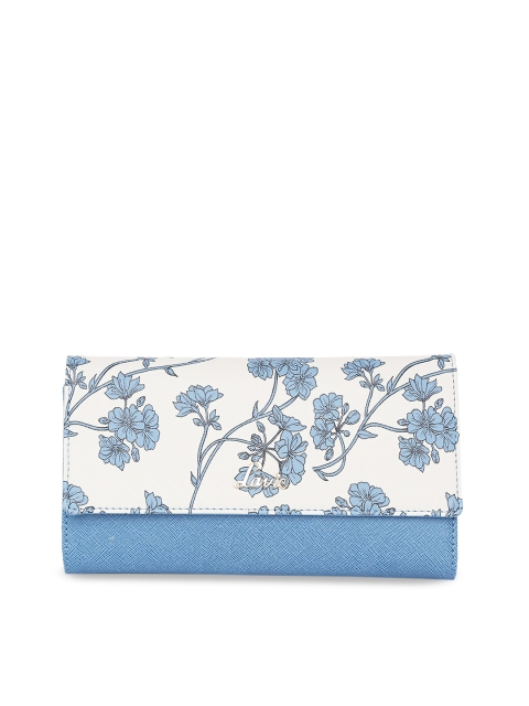 

Lavie Women White & Blue Printed Three Fold Wallet
