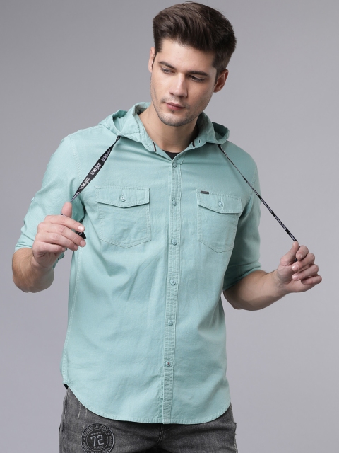 

Ecko Unltd Men Turquoise Blue Slim Fit Solid Casual Shacket